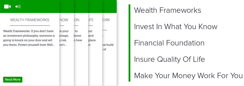 Lever 3: Wealth Frameworks, Invest In What You Know, Financial Foundation, Insure Quality Of Life, Make Your Money Work For You